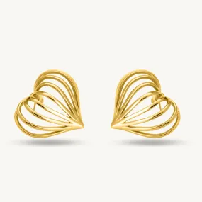 Simple Love Shaped Hollow Lines Stud Earrings